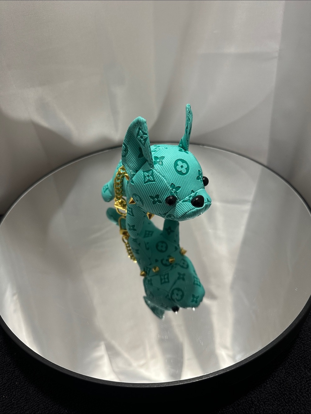 Luxury mint Green French bulldog  Plush Keychain with Stud Accents NWT